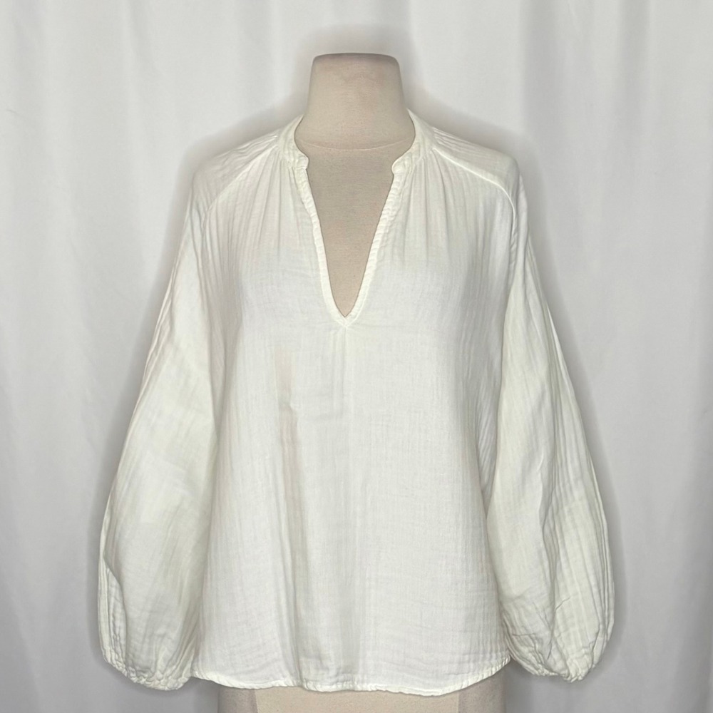 CP SHADES Swingy Gauze Off White Top Blouse Coastal Raglan Gauzy Solid X-Small - Picture 4 of 13